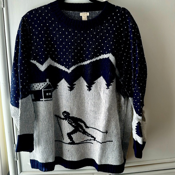 J*Crew - XXL - Crew Neck L/S Sweater with Winter Scene - Picture 1 of 6